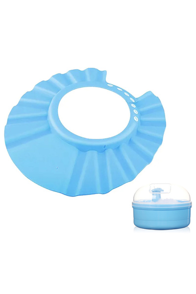 STAR BABiES Kids Shower Cap w/ Powder Puff - 2pcs - Blue