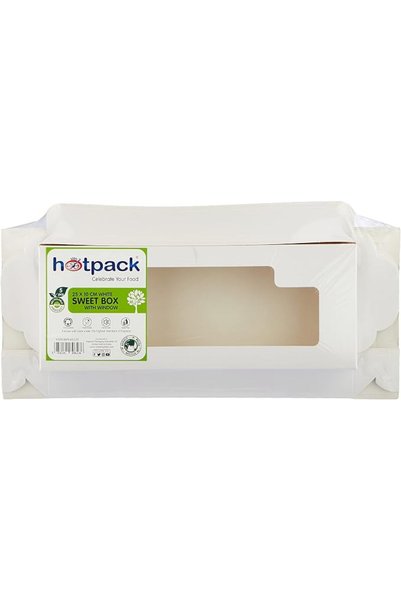 Hotpack sweet box coated with window 25x10cm - 5 pieces