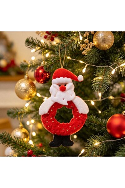 Kmt Style Ornament decorativ de Crăciun figurină textilă cu inel pufos, dimen...