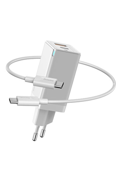 Baseus Φορτιστής Ταξιδίου PD GaN 45W USB/Type-C Λευκός