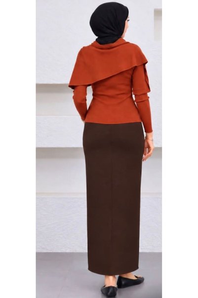 CNG MODA Scuba Fabric Pencil Skirt with Elastic Waist