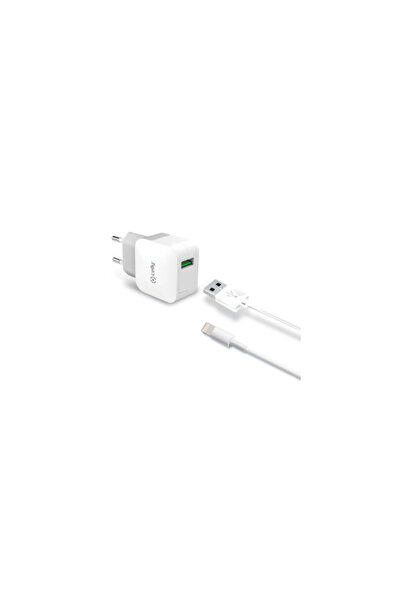Celly Αντάπτορας Ταξιδίου 2.4Α Κιτ Καλώδιο USB Φωτισμού Λευκό