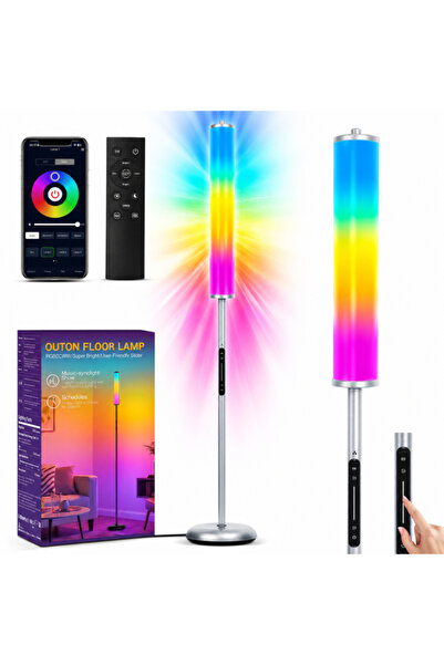 OUTON Lampă de podea LED inteligentă RGBICW, LAMPADAR cu aplicație și telecom...