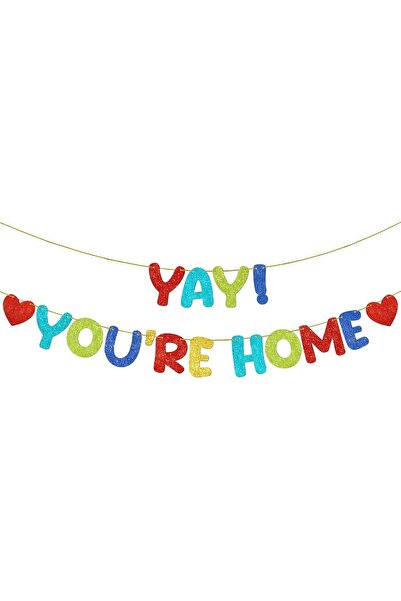 Generic Pre Strung Yay You're Home Banner, Glitter Colorful Sign, for Militar...