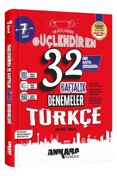 Ankara Yayıncılık 7. Sınıf 32 Haftalık Türkçe Denemeleri