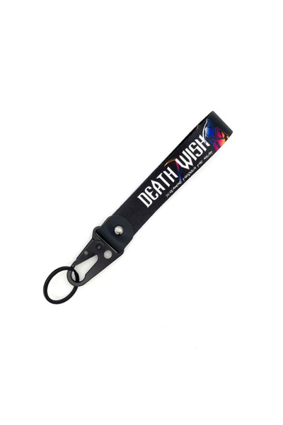 Generic Brand Breloc textil DEATH WISH, șnur, inel metalic, rezistent, alb