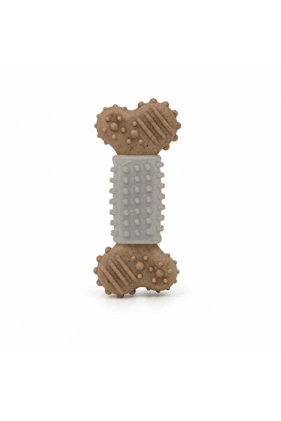 Stone Jucărie dentară pentru câini, Os texturat din cauciuc, Gri NB-0136G