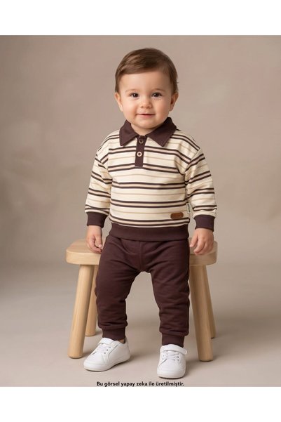 voyyo kids baby قميص مخطط للأطفال الذكور مع ياقة، مناسب للأعمار 6-9-12-18-24 ...