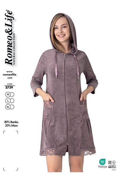 ROMEO LİFE Women's Bamboo Micro Fabric Zippered Pocket Hooded Long Sleeve Dre...
