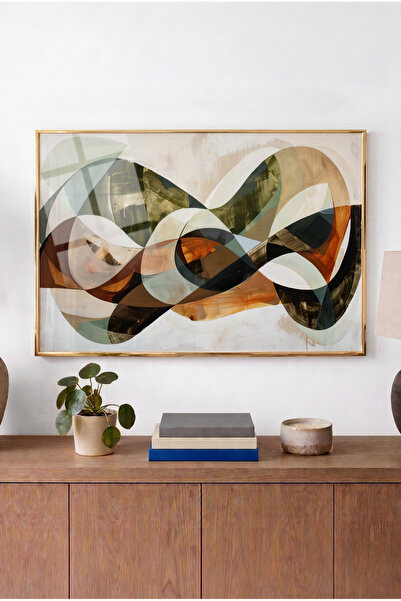 Zevahir Mobilya Dekorasyon Prismatic Flow Horizontal Glass Table - Gold Metal...