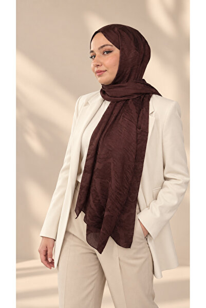 sevuela Premium Jakarlı Şal Dokulu Desen - Acı Kahve