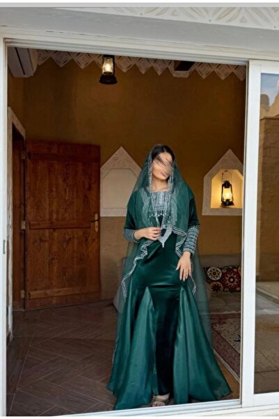 vzara جلابية مخمل زيتي تراثيه