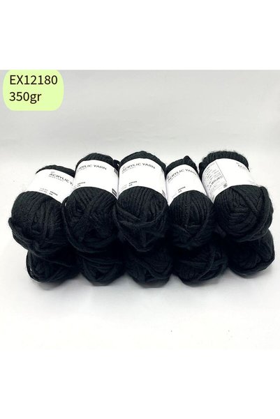 Oxford İplik Ihraç Fazlası 10'lu Paket 350gr Çok Yumuşak Kalın Akrilik Siyah ...
