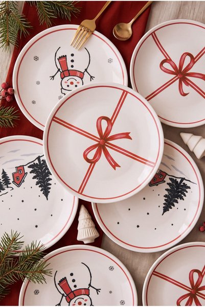 ers erbaşlar Winter Tales New Year's 6-Piece Luxury Dessert Plate Set