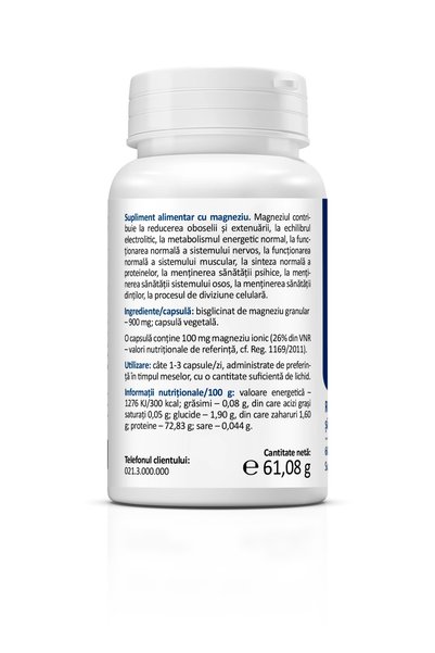 Zenyth Pharmaceuticals Bisglicinat de magneziu Optimum 900 mg, 60 capsule