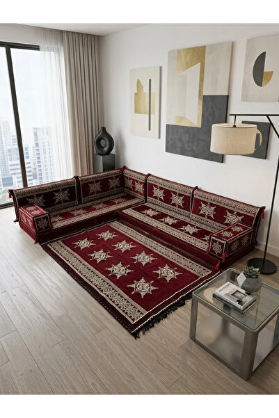 BAKIRÖZÜ HOME Yıldız Modeli Bordo Otantik Şark Köşesi Takımı – L SET - Gelene...