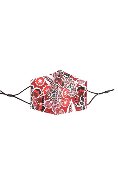 H/L Υφασμάτινη παιδική μάσκα Red Bloom επαναχρησιμοποιούμενη με ρυθμιζόμενο λ...