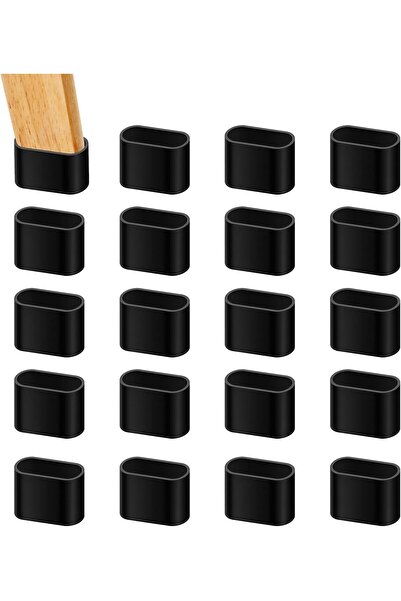 Generic 20Pcs 3/5" x 1-3/16"(15x30mm) Oval Rubber Chair Leg Tips Caps, Furnit...