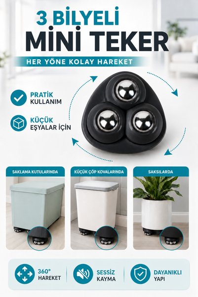 GELDİMİCOM siyah 4 ad Mini Mobilya Tekeri Airfry kahve makinesi damacana temizlik kovası sandık için çok Amaçlı Eşya Tekeri