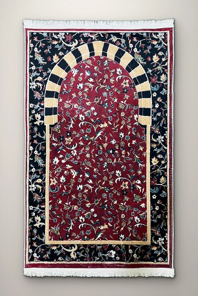 BLGHOME BLG Home Ravza Desenli Bordo Seccade Bambu Yüzey Pamuk Dokuma Taban K...