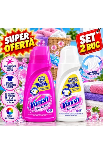 ASEVI Σετ 2 τεμαχίων Vanish Oxi Action – Τζελ αφαίρεσης λεκέδων, για χρωματισ...