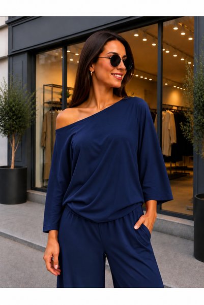citycenterfashion Kadın Oysho Kumaş Düşük Omuz Kolları Geniş Kesim Bluz cty-ç...