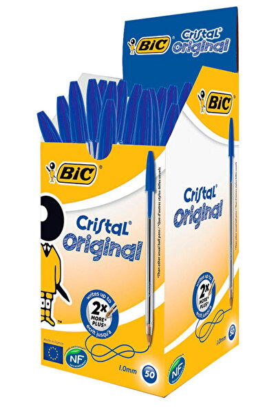 Bic Στυλό διαρκείας Cristal με μύτη 1mm, μπλε, 50 τεμάχια