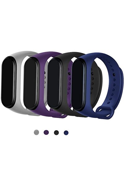 Xiaomi Λουράκι Σιλικόνης Για Mi Band 3/4 - Oem - Γρκρι Μωβ Μαύρο Μπλε- Λουράκια