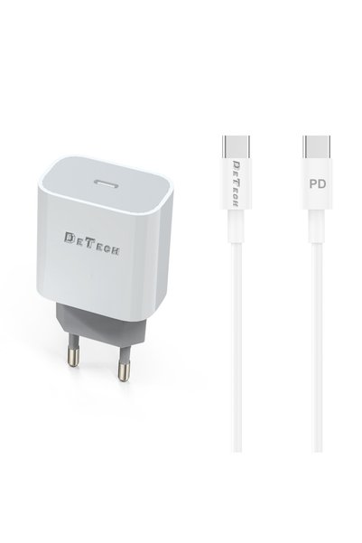 DETECH DE-30PD Φορτιστής Δικτύου 5V/3.0A 220V 1 x Type-C F Καλώδιο PD Type-C ...