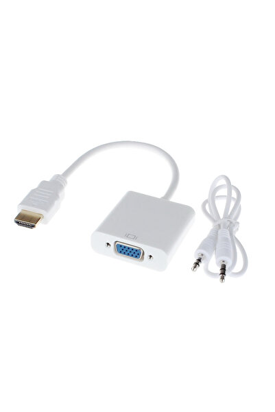 NO BRAND Μετατροπέας HDMI σε VGA + Καλώδιο ήχου, Χωρίς μάρκα, Λευκό - 18254