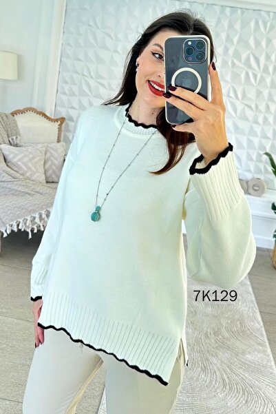 İnce Topuk Wave Edge Knitwear Blouse 7K129