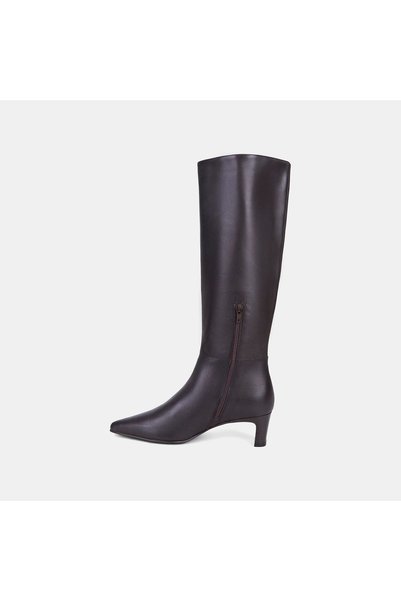Desa Women's Bitter Brown Pointed Toe Half Zipper Leather Boots