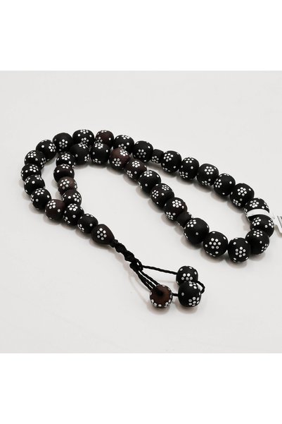 Generic Brand Lebit Tamr Rosary Beads – 33 Beads, 9.5–10mm Round, Black with ...