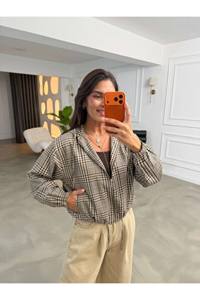 My Blog Brown Plaid Hooded Jacket - 5174