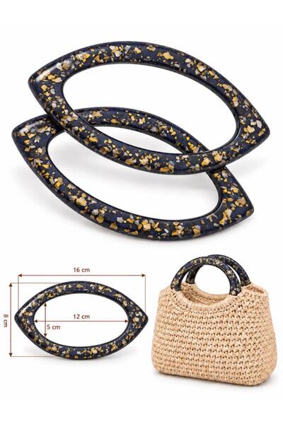 angel çanta aksesuar Navy Blue Color Glittery Acrylic Look Bag Handle Kayak M...