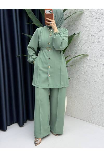 BETES Costum din două piese pentru femei, hijab, verde, elegant, de calitate,...