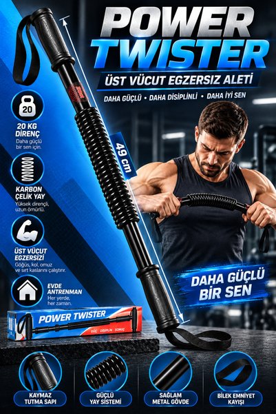 indirimsevinci Power Twister 20 KG Dirençli Bilek Göğüs Kol Kas Geliştirici Yay Üst Vücut Egzersiz Spor Aleti