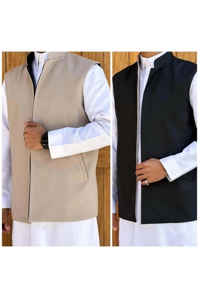 Generic Men's Winter Double-Sided Sweater, Beige on One Side and Black on the...