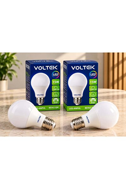 Voltek 15W LED Ampul 1200 Lümen E27 Duy 220° Beyaz Işık – 2’li Paket