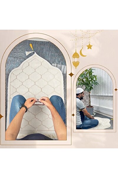 Generic Brand سجادة صلاة إسلامية منقوشة مقاس 70 × 110 سم، سطح مخملي مضاد للانزلاق، تصميم قبة، سجادة صلاة سميكة ومبطنة.