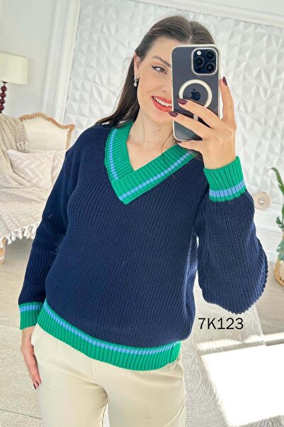İnce Topuk V-Neck Knitwear Blouse 7K123