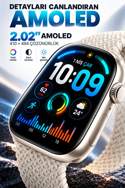 GoMarkt HK12 Pro Akıllı Saat 2.02” AMOLED Ekran Bluetooth Arama Yapay Zeka AI...