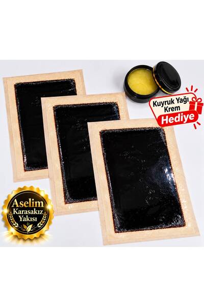 3 Adet - Kara Sakız Yakısı - %100 Doğal El Yapımı - Kuyruk Yağı Krem Hediye - Küçük Boy