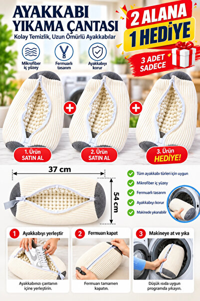 2 Alana 1 Hediye Ayakkabı Yıkama Çantası – Mikrofiber Fermuarlı Koruyucu Yıkama Filesi