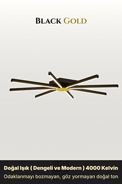Pulsar Gold Modern LED Tavan Avize - Aşağı Işık – Kumandalı Dim Edilebilir
