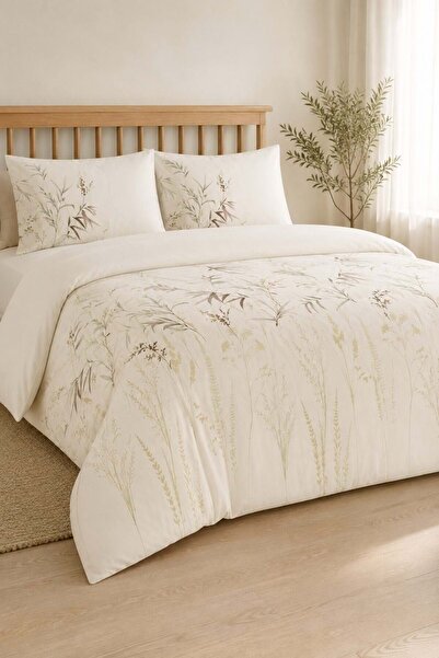 Özdilek Ranforce -Salix Beyaz- Lastikli Çarşaflı Tek Kişilik Nevresim Takımı