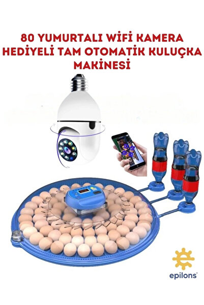 80 Yumurta Kapasiteli Tam Otomatik Çiftlik Kuluçka Makinesi Wifi Ampul Kamera Hediyeli MZ-80