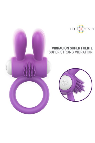 INTENSE Hopps – Inel pentru Penis cu Vibratii si Stimulare Clitoridiana, Mov