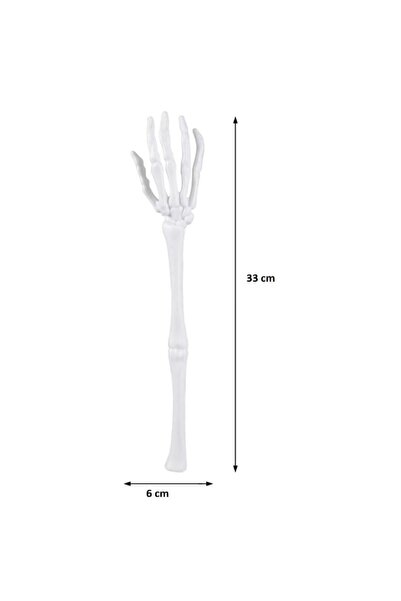 OEM Set de 2 mâini de schelet, decorațiune de Halloween, material plastic, dimensiuni 33 cm x 6 cm, culoare albă, AdCos