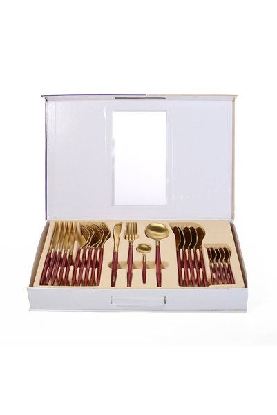 Omada 24-Piece Spoon Set, Red and Gold